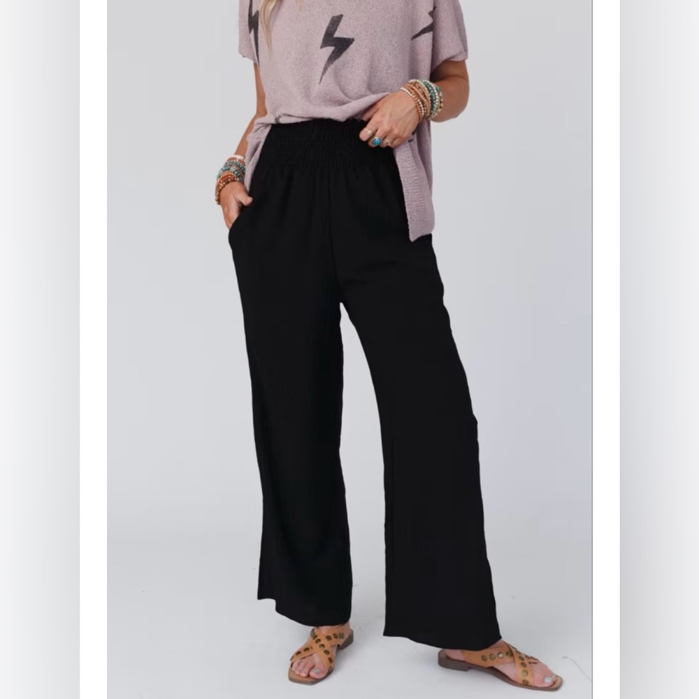 Black Wide-Leg Women's Pants